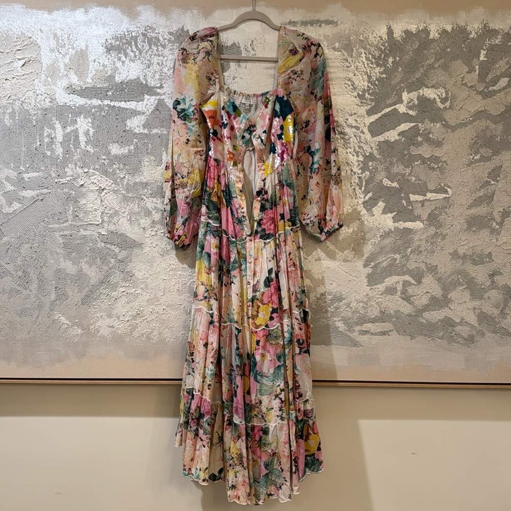 HEMANT & NANDITA Pink Floral Maxi Dress
